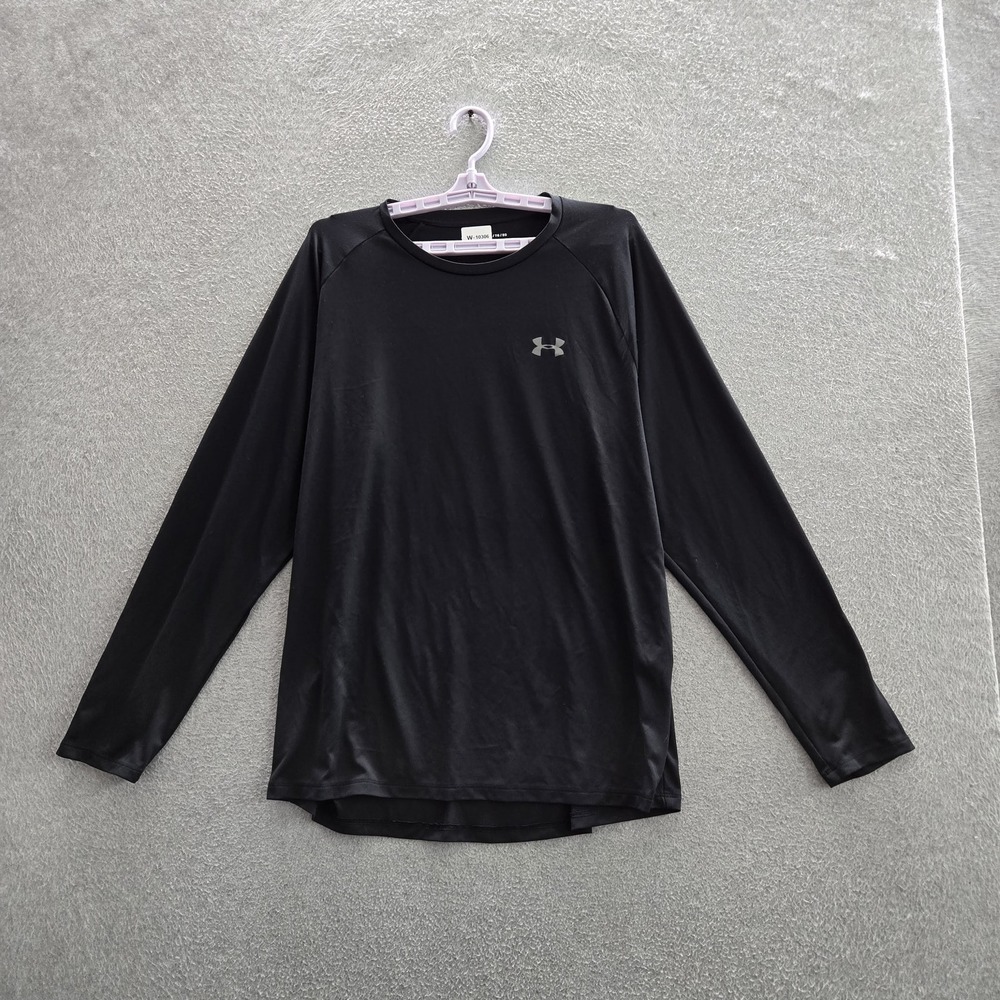 Under Armour Men Shirt XL Black Activewear Top Heatgear Logo Loose